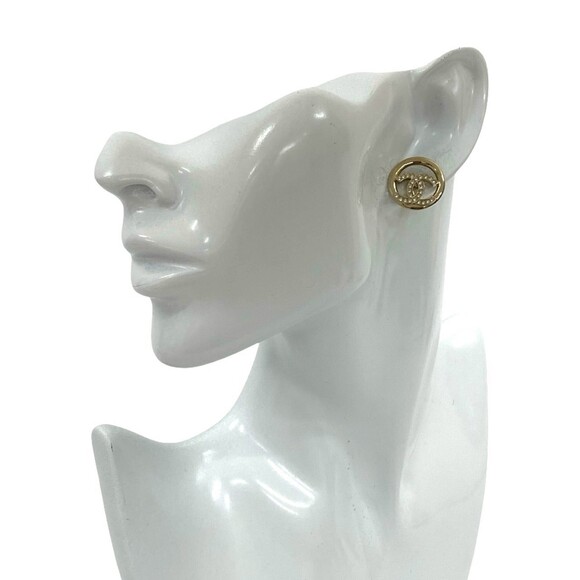 CHANEL Gold Logo Earrings